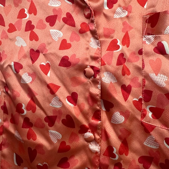 Cabernet | Soft Coral Hearts Robe, Top & Bottom Set Size Top & Bottom L Robe XL - Picture 6 of 8